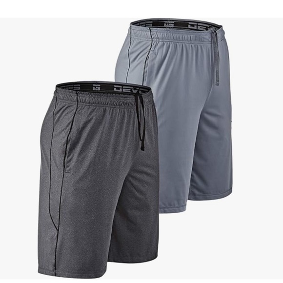 2 pairs Men's Loose-Fit Gym Shorts - Black and Gray - Picture 1 of 8